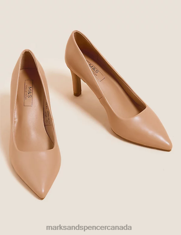 Women Nude Footwear Marks & Spencer Stiletto Heel Pointed Court Shoes 20VTD340 - Marks and Spencer outlet
