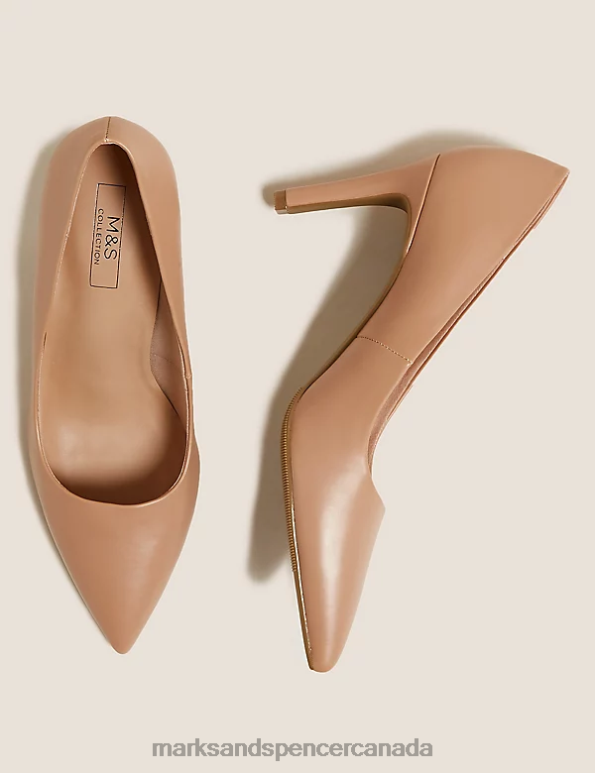 Women Nude Footwear Marks & Spencer Stiletto Heel Pointed Court Shoes 20VTD340 - Marks and Spencer outlet