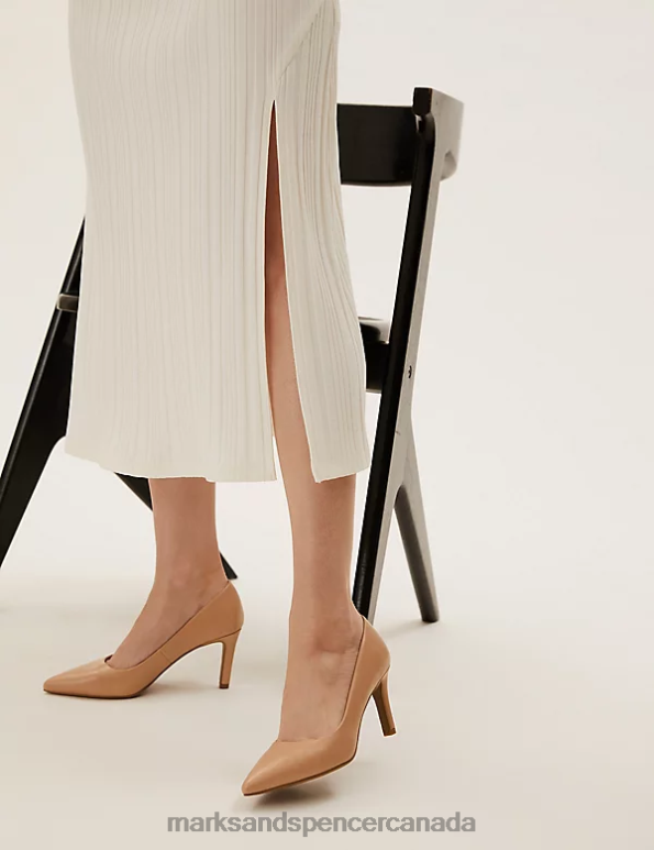 Women Nude Footwear Marks & Spencer Stiletto Heel Pointed Court Shoes 20VTD340 - Marks and Spencer outlet