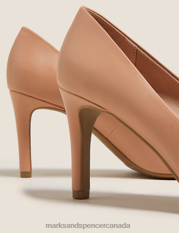 Women Nude Footwear Marks & Spencer Stiletto Heel Pointed Court Shoes 20VTD340 - Marks and Spencer outlet