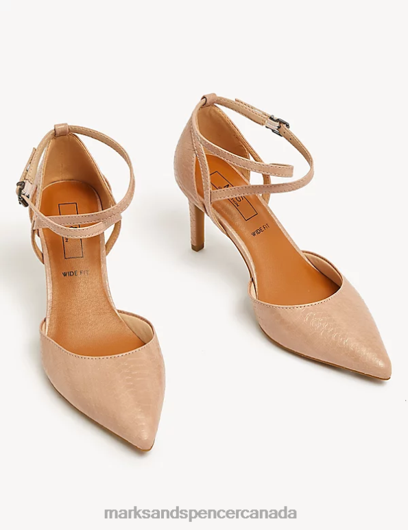 Marks and Spencer Canada - Women Pale Blush Footwear Marks & Spencer Wide Fit Stiletto Heel Court Shoes 20VTD2994