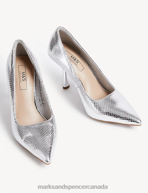 Women Silver Footwear Marks & Spencer Statement Pointed Court Shoes 20VTD1539 - Marks and Spencer online