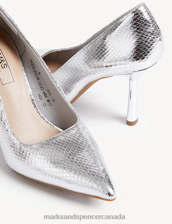 Women Silver Footwear Marks & Spencer Statement Pointed Court Shoes 20VTD1539 - Marks and Spencer online