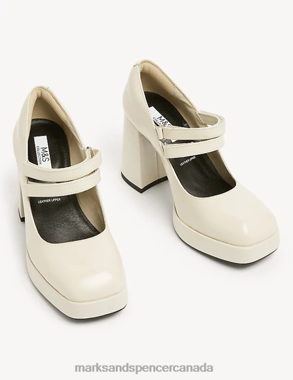 Women Soft White Footwear Marks & Spencer Leather Patent Platform Court Shoes 20VTD1707 - Marks and Spencer outlet