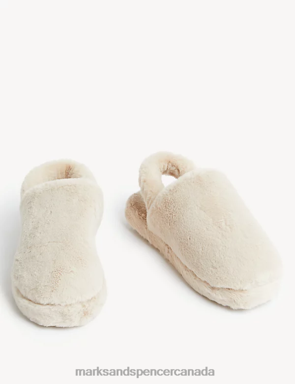 Marks and Spencer sale - Women Cream Footwear Marks & Spencer Faux Fur Slippers with Freshfeet 20VTD2157