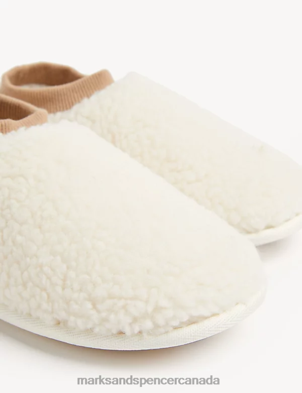 Marks and Spencer near me - Women Cream Mix Footwear Marks & Spencer Borg Slippers 20VTD2475