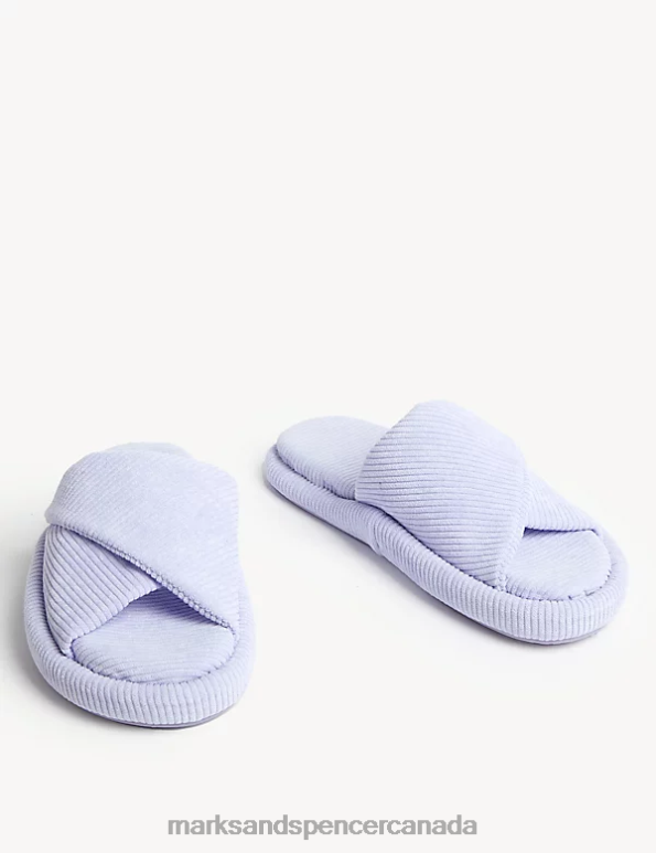 Marks and Spencer near me - Women Lilac Footwear Marks & Spencer Cord Crossover Slippers 20VTD1801