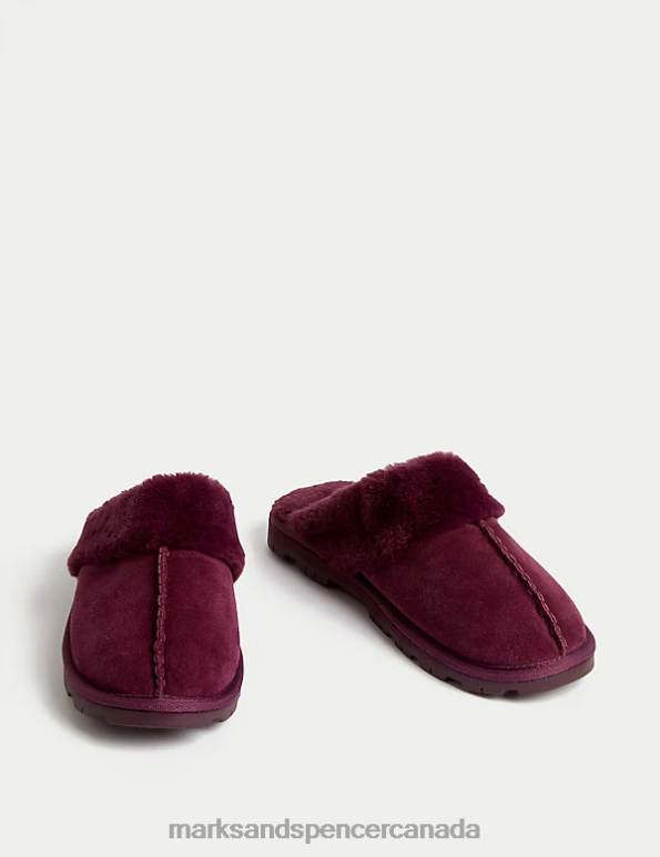 Women Plum Footwear Marks & Spencer Suede Faux Fur Lined Mule Slippers 20VTD3376 - Marks and Spencer Canada locations