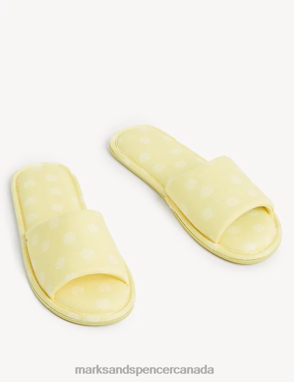 Women Soft Yellow Footwear Marks & Spencer Shell Print Open Toe Mule Slippers 20VTD2326 - Marks and Spencer outlet