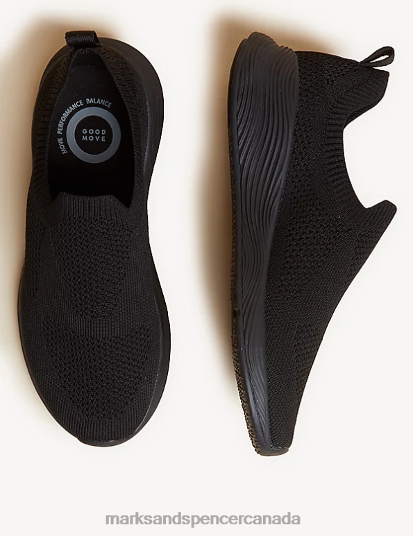 Women Black Footwear Marks & Spencer Knitted Slip On Trainers 20VTD1527 - Marks and Spencer Canada locations