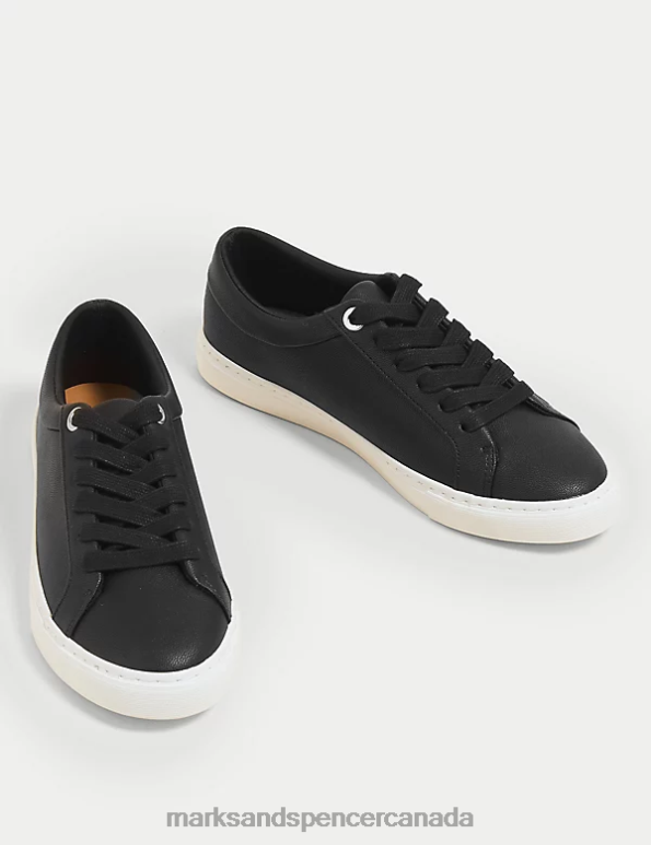 Women Black Footwear Marks & Spencer Lace Up Eyelet Detail Trainers 20VTD1870 - Marks and Spencer online