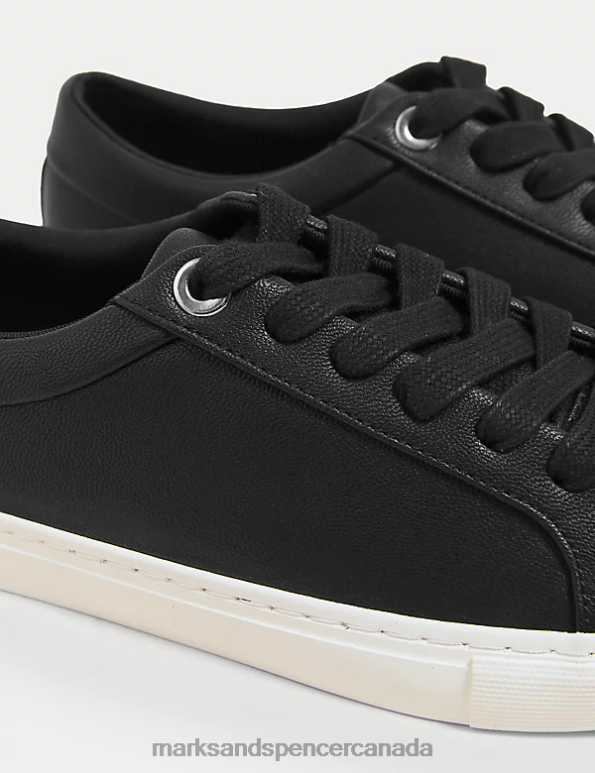 Women Black Footwear Marks & Spencer Lace Up Eyelet Detail Trainers 20VTD1870 - Marks and Spencer online