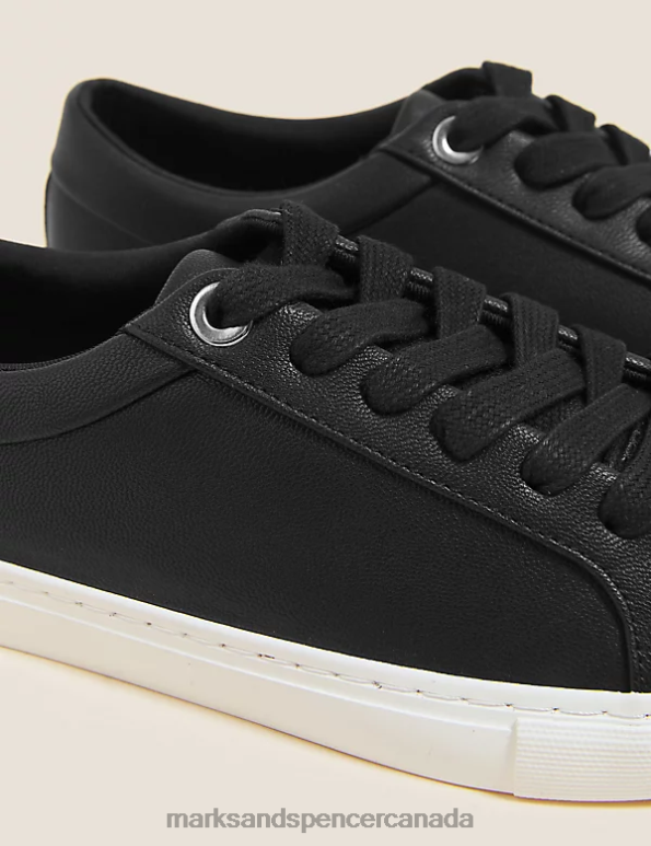 Women Black Footwear Marks & Spencer Lace Up Eyelet Detail Trainers 20VTD1870 - Marks and Spencer online