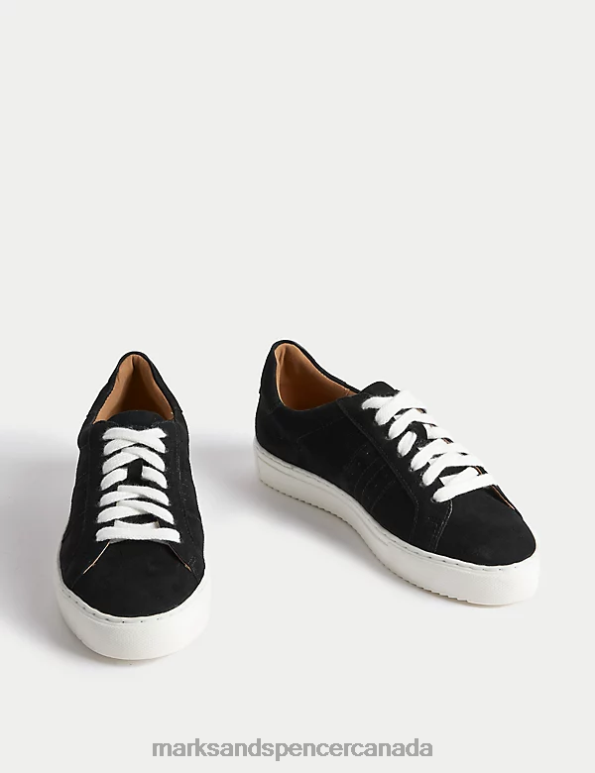 Women Black Footwear Marks & Spencer Suede Lace Up Trainers 20VTD3230 - Marks and Spencer outlet