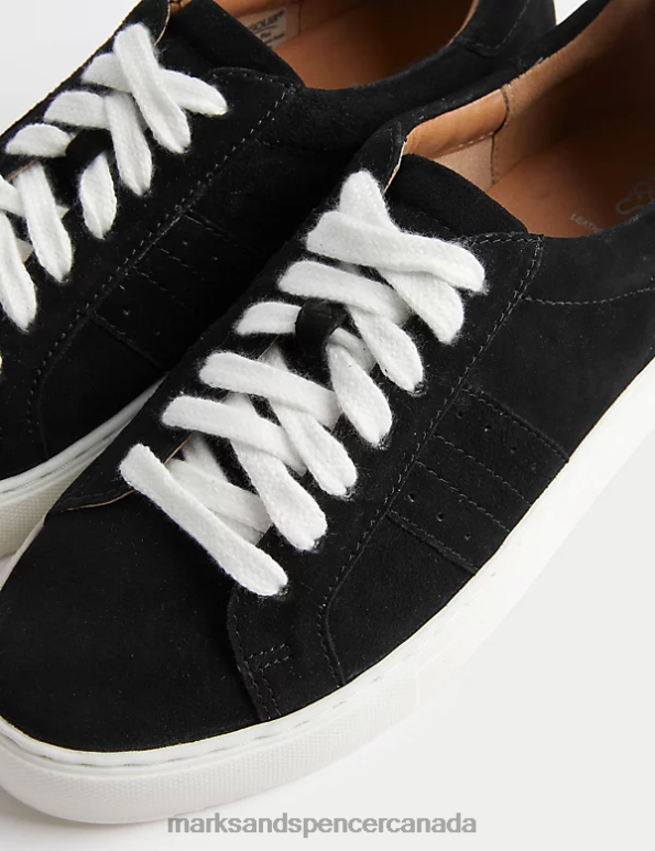 Women Black Footwear Marks & Spencer Suede Lace Up Trainers 20VTD3230 - Marks and Spencer outlet
