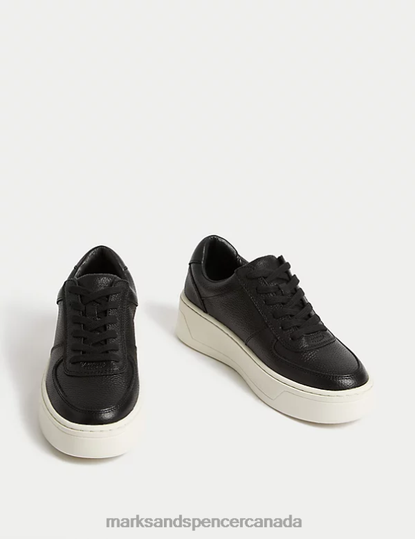 Marks and Spencer Canada - Women Black Mix Footwear Marks & Spencer Suede Lace Up Chunky Trainers 20VTD3446