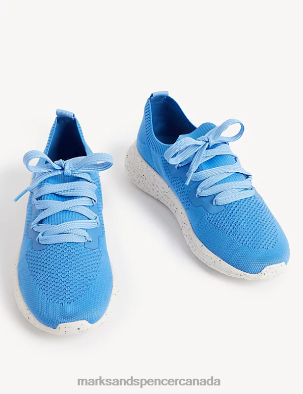 Marks and Spencer Canada - Women Blue Footwear Marks & Spencer Knitted Lace Up Trainers 20VTD1763