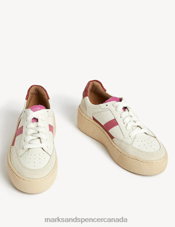 Marks and Spencer sale - Women Bright Pink Mix Footwear Marks & Spencer Lace Up Side Detail Trainers 20VTD810
