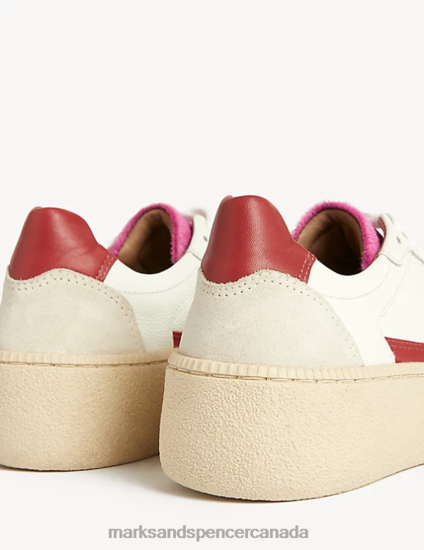 Marks and Spencer sale - Women Bright Pink Mix Footwear Marks & Spencer Lace Up Side Detail Trainers 20VTD810