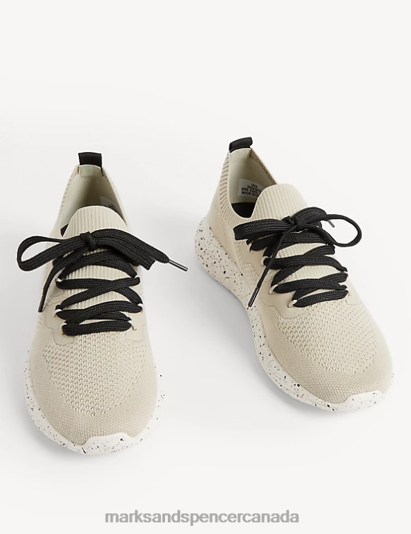 Marks and Spencer near me - Women Cream Footwear Marks & Spencer Knitted Lace Up Trainers 20VTD1764