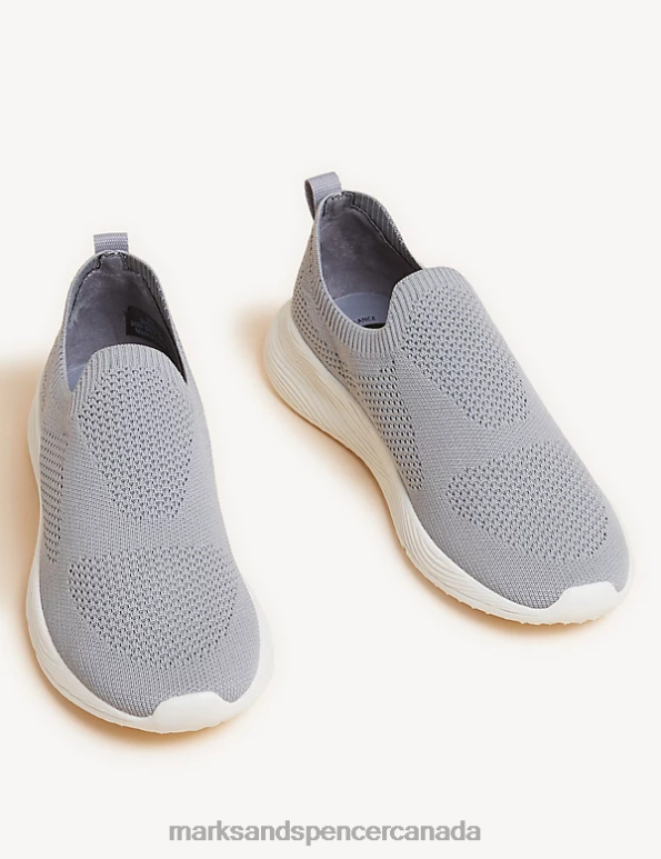 Women Grey Footwear Marks & Spencer Knitted Slip On Trainers 20VTD1877 - Marks and Spencer Canada locations