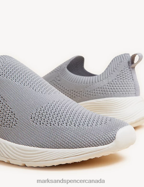Women Grey Footwear Marks & Spencer Knitted Slip On Trainers 20VTD1877 - Marks and Spencer Canada locations