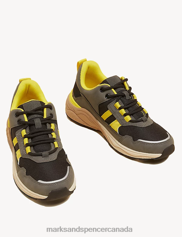 Marks and Spencer Canada - Women Khaki Footwear Marks & Spencer Lace Up Chunky Trainers 20VTD2060
