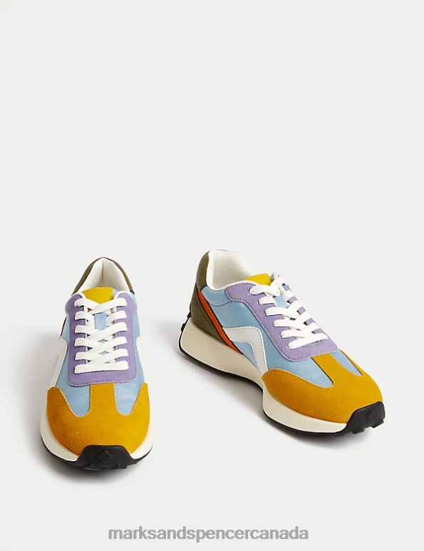 Marks and Spencer Canada - Women Multi/Brights Footwear Marks & Spencer Leather Lace Up Side Detail Trainers 20VTD2835