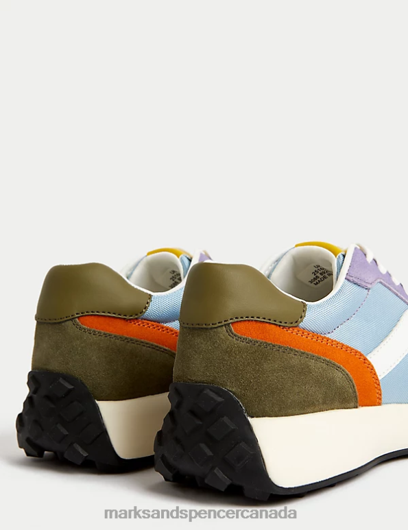Marks and Spencer Canada - Women Multi/Brights Footwear Marks & Spencer Leather Lace Up Side Detail Trainers 20VTD2835