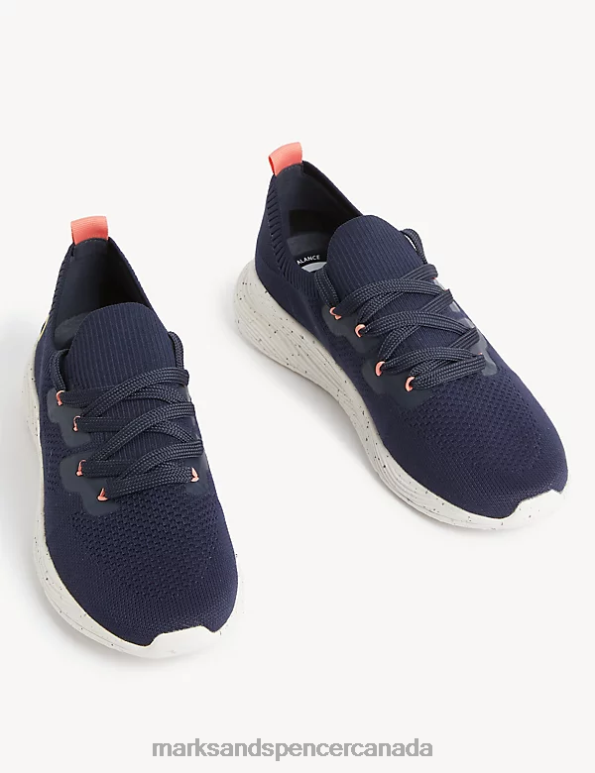 Marks and Spencer sale - Women Navy Mix Footwear Marks & Spencer Knitted Lace Up Trainers 20VTD1765