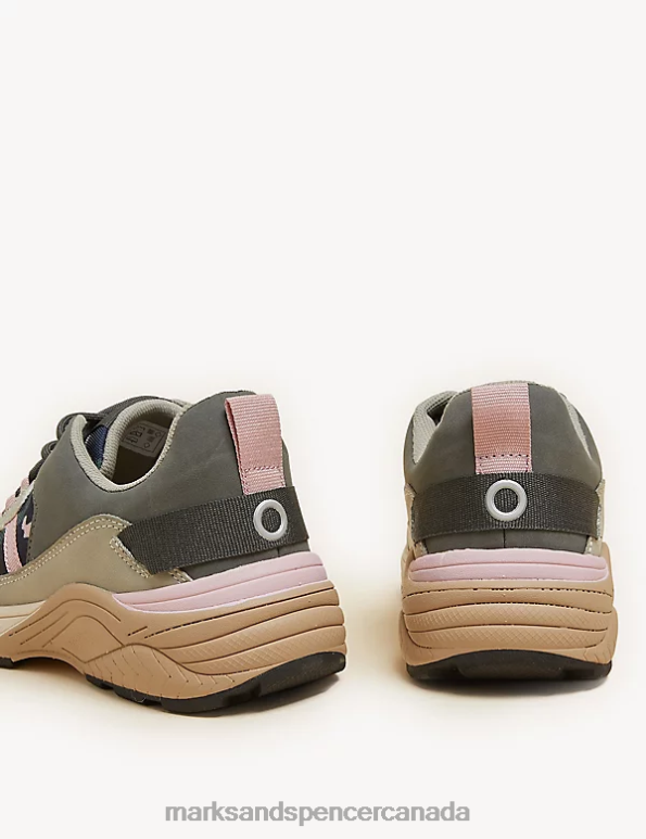 Women Pink Mix Footwear Marks & Spencer Lace Up Chunky Trainers 20VTD2388 - Marks and Spencer online