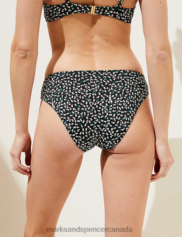 Marks and Spencer near me - Women Black Mix Swimwear & Beachwear Marks & Spencer Printed High Leg Bikini Bottoms 20VTD2925