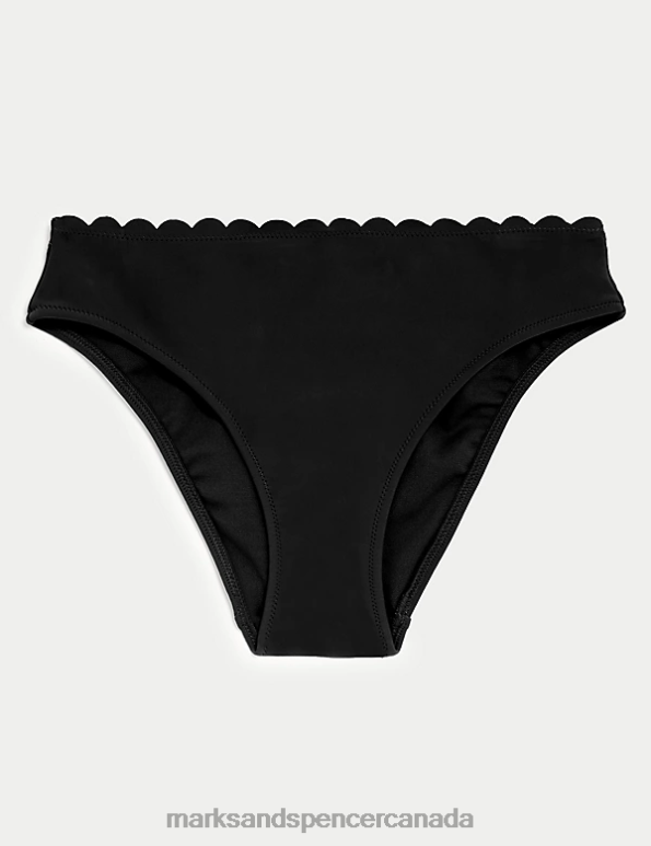 Women Black Swimwear & Beachwear Marks & Spencer Neoprene Scallop High Leg Bikini Bottoms 20VTD3289 - Marks and Spencer outlet