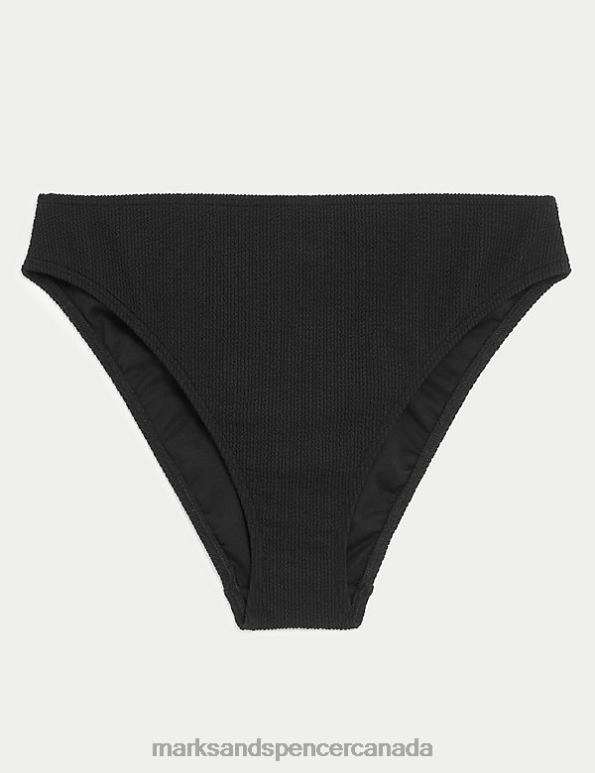 Women Black Swimwear & Beachwear Marks & Spencer Textured High Waisted Bikini Bottoms 20VTD2856 - Marks and Spencer Canada locations