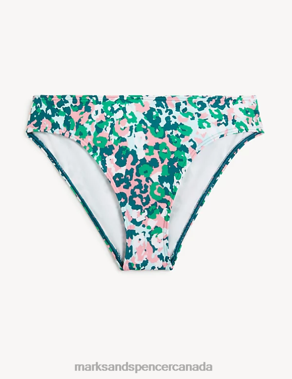 Women Green Mix Swimwear & Beachwear Marks & Spencer Printed High Leg Bikini Bottoms 20VTD2561 - Marks and Spencer online