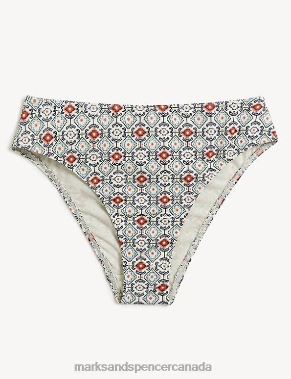 Marks and Spencer near me - Women Ivory Mix Swimwear & Beachwear Marks & Spencer Tummy Control Printed High Leg Bikini Bottoms 20VTD2004