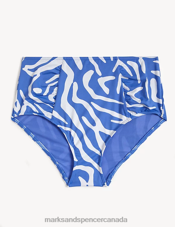 Marks and Spencer sale - Women Light Blue Mix Swimwear & Beachwear Marks & Spencer Tummy Control Printed Ruched Bikini Bottoms 20VTD3497
