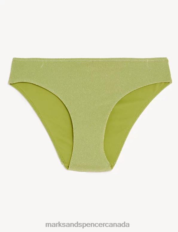 Marks and Spencer near me - Women Medium Green Swimwear & Beachwear Marks & Spencer Sparkle High Leg Bikini Bottoms 20VTD2468