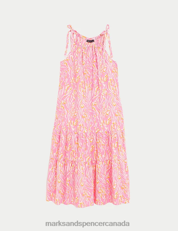 Marks and Spencer near me - Women Pink Mix Swimwear & Beachwear Marks & Spencer Linen Blend Animal Print Maxi Tiered Dress 20VTD3093