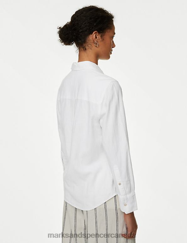 Marks and Spencer sale - Women White Swimwear & Beachwear Marks & Spencer Linen Rich Collared Shirt 20VTD622
