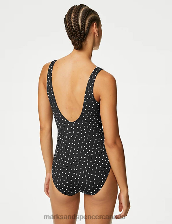 Marks and Spencer sale - Women Black Mix Swimwear & Beachwear Marks & Spencer 2pk Tummy Control Wrap Plunge Swimsuits 20VTD47