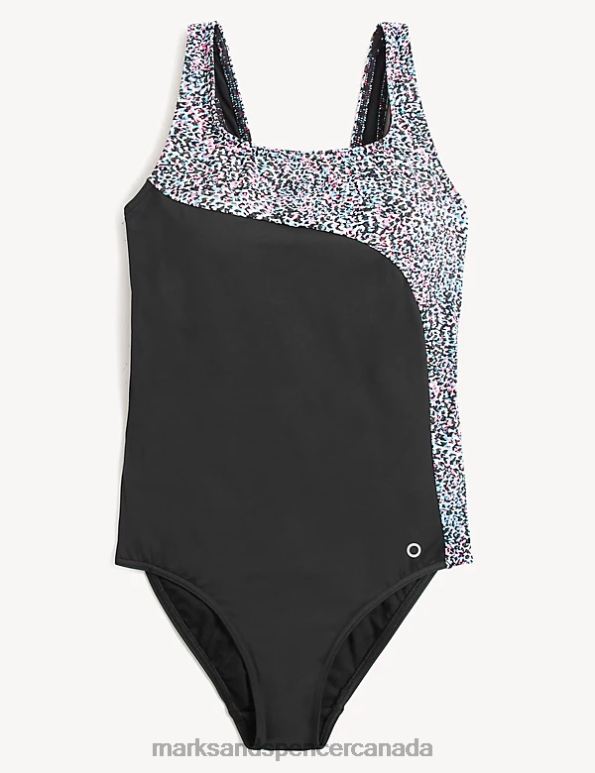Women Black Mix Swimwear & Beachwear Marks & Spencer Printed Padded Scoop Neck Swimsuit 20VTD2362 - Marks and Spencer online