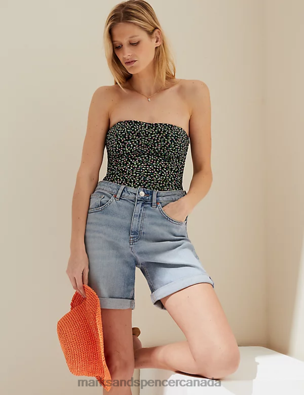 Women Black Mix Swimwear & Beachwear Marks & Spencer Tummy Control Printed Bandeau Swimsuit 20VTD2829 - Marks and Spencer online