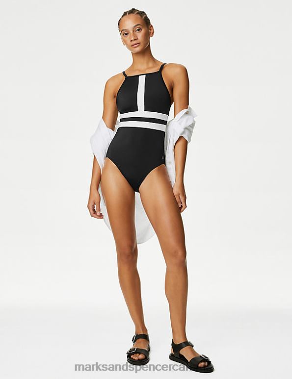 Marks and Spencer near me - Women Black Swimwear & Beachwear Marks & Spencer Printed High Neck Swimsuit 20VTD278
