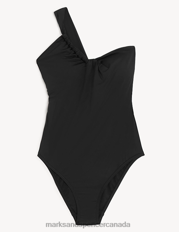 Women Black Swimwear & Beachwear Marks & Spencer Ruched One Shoulder Swimsuit 20VTD2918 - Marks and Spencer outlet