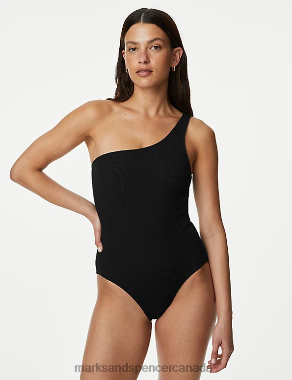 Marks and Spencer sale - Women Black Swimwear & Beachwear Marks & Spencer Textured One Shoulder Swimsuit 20VTD2123