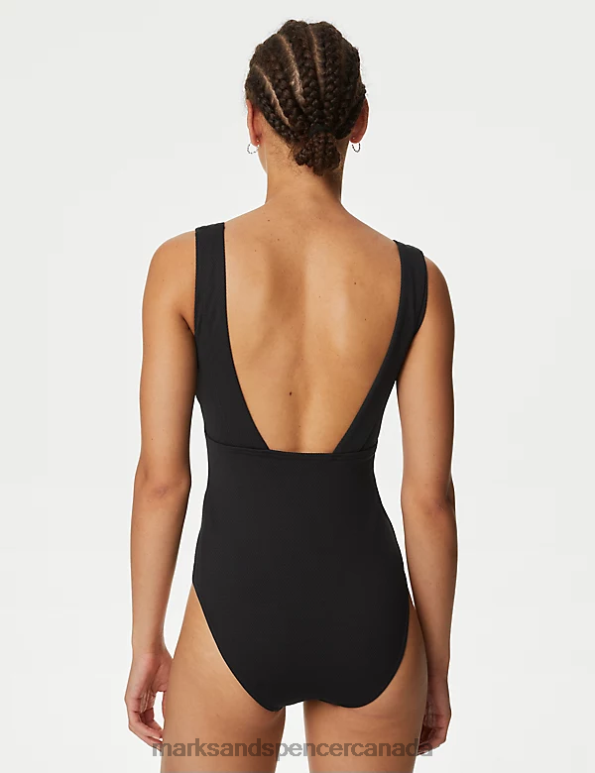 Women Black Swimwear & Beachwear Marks & Spencer Tummy Control Padded Plunge Swimsuit 20VTD1984 - Marks and Spencer Canada locations