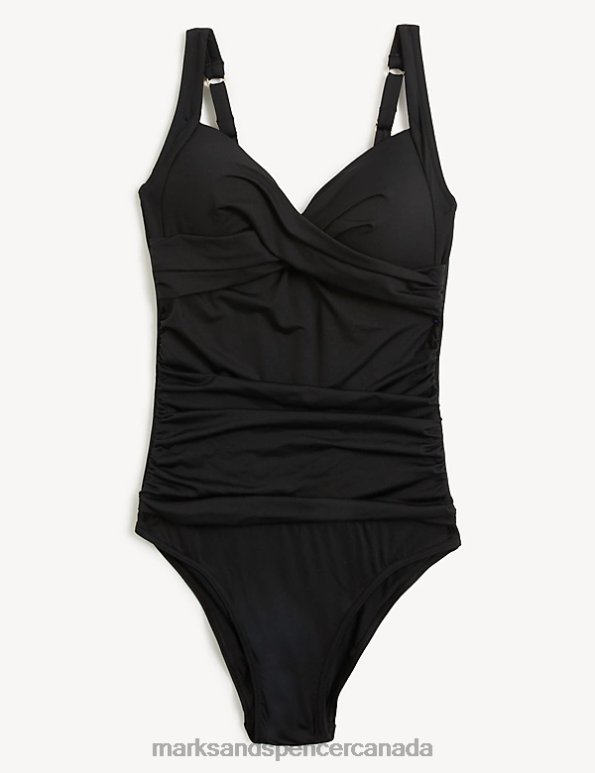 Marks and Spencer sale - Women Black Swimwear & Beachwear Marks & Spencer Tummy Control Padded Ruched Plunge Swimsuit 20VTD940