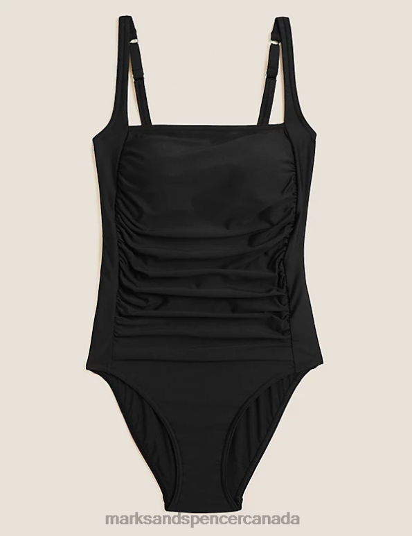 Marks and Spencer near me - Women Black Swimwear & Beachwear Marks & Spencer Tummy Control Ruched Square Neck Swimsuit 20VTD2993