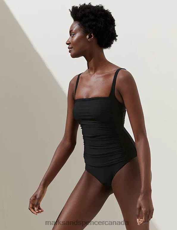 Marks and Spencer near me - Women Black Swimwear & Beachwear Marks & Spencer Tummy Control Ruched Square Neck Swimsuit 20VTD2993